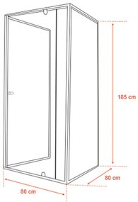 Flexi 80x80 cm falsíkra szerelhető szögletes zuhanykabin zuhanytálca nélkül