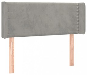 világosszürke bársony LED-es fejtámla 103 x 16 x 78/88 cm