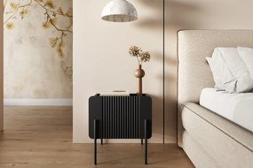 Malmi éjjeliszekrény fiókkal 45 cm - fekete matt / fekete lábak