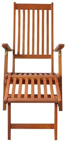 Tömör akácfa kültéri napozószék lábtartóval és párnával