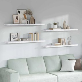 vidaXL Falpolc tárolóval 4 pcs Fehér márvány 120 x 23,5 x 4 cm Faanyag