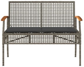 szürke polyrattan és akácfa kerti pad párnával