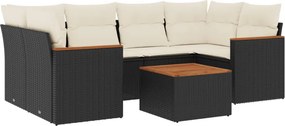 vidaXL 7 részes fekete polyrattan kerti ülőgarnitúra párnával