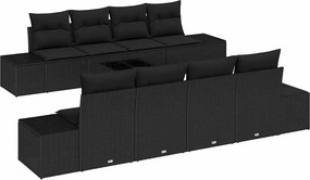 vidaXL Kerti Kanapé Szett párnával 7 pcs Fekete polirattan