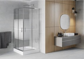 Mexen Rio 90 x 90 cm négyzet alakú zuhanykabin, fehér csíkok, króm + tálca , fehér - 860-090-090-01-20-4510
