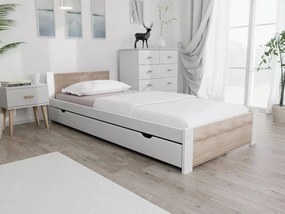 Ágy IKAROS 80 x 200 cm, fehér/sonoma tölgy Matrac: Matrace Sommera 18 cm, Ágyrács: Ágyrács nélkül
