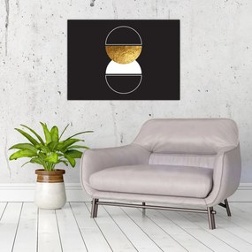 Üveg kép - Absztrakció arany és fekete N⁰2 (70x50 cm)
