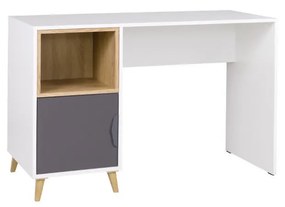 PC asztal Juna 14 (fehér + grafit + szürke + lefkas tölgy). 1087410