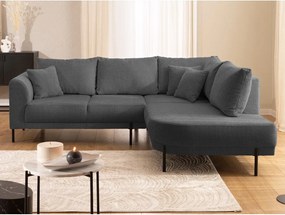 Sötétszürke zsenília sarokkanapé (jobb oldali-L alakú) Mauris – Ropez