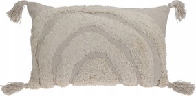 Díszpárna Bézs Pamut Rojtokkal Szivárvány Motívummal 30X50 CM