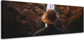 Vászonkép Emberek Vízesés Hegyek 120x40