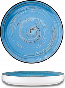 Wilmax kék, magas peremű porcelán tányér, 28 cm