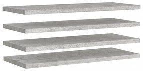 4 db betonszürke MDF lebegő fali polc 90 x 23,5 x 3,8 cm