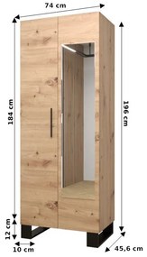 Előszobabútor Amanda 16 (artisan tölgy + fekete öko-bőr). 1086000