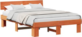 vidaXL Ágykeret fejtámlával Faggyú barna 150 x 200 cm Tömör fenyőfa