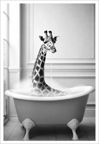 Poszter Keret NĂ©lkĂŒl FĂŒrdĆszoba Wc zsirĂĄf a kĂĄdban P2528_A4