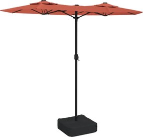 vidaXL terrakotta dupla tetős LED-es napernyő 316x145 cm