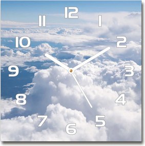 Négyzet alakú üveg falióra Kilátás a repülőgépről 30x30 cm