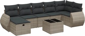 vidaXL 8 részes szürke polyrattan kerti ülőgarnitúra párnákkal