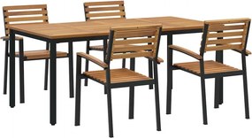 vidaXL Kert étkező szett 5 pcs Fekete Tömör Akácfa