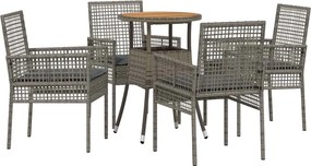 vidaXL Kert étkező szett 5 pcs Szürke polirattan