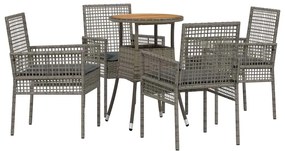 vidaXL Kert étkező szett 5 pcs Szürke polirattan