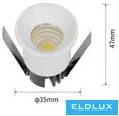 UNIVERSO Mini spot lámpatest 3w 6500k 300lm 30° IP20 Fehér D35x47mm kivágás:D28mm