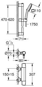 GROHE 34237003 - Termosztátos zuhanycsaptelep PRECISION TREND 150 mm króm