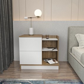 Éjjeliszekrény Rena - White, Walnut