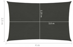 antracitszürke HDPE napvitorla 160 g/m² 2,5 x 4 m