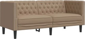 vidaXL kétszemélyes kávészínű műbőr Chesterfield kanapé