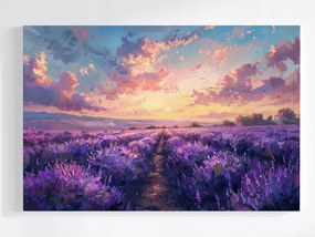 Poszter Tájkép Mező Levendula Virágok Napnyugta 120x80