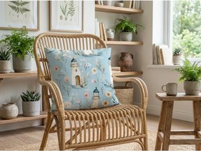 Pamut párnahuzat LIGHTHOUSE POLY 45x45 cm, kék