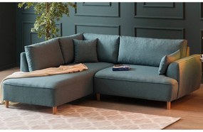 Design sarokkanapé Waldina 236 cm türkiz - bal oldalas
