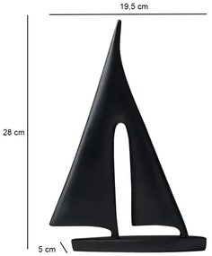 28 cm-es asztali dekoráció, gyanta, fekete