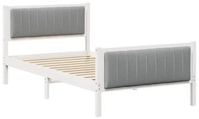 Ágykeret Fehér és világosszürke 100 x 200 cm Tömör fenyőfa