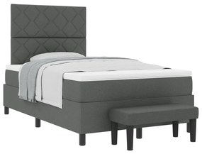 Box Spring ágy matraccal és paddal sötétszürke 120x200 cm