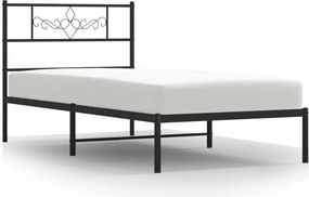 vidaXL fekete fém ágykeret fejtámlával 80 x 200 cm