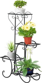 Outsunny Fém Virágtartó Állvány 4 Szintű Virágtartó Lépcső Belső és Külső Kerthez Erkélyre Fekete 45 x 24,5 x 80 cm | Aosom