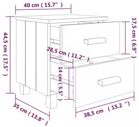 HAMAR 2 db sötétszürke tömör fa éjjeliszekrény 40x35x44,5 cm