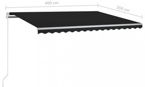 antracitszürke kézzel kihúzható LED-es napellenző 400 x 350 cm