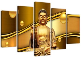 Gario Vászonkép Arany Buddha arany háttérrel - 5 részes Méret: 100 x 70 cm