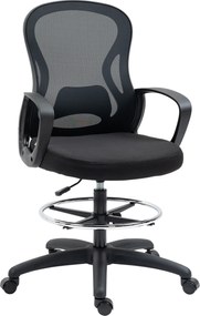 Vinsetto Magas Hátú Állítható Irodai Szék 59W x 65D x 124H cm 360° Forgatható Lélegző Fekete Háló | Aosom