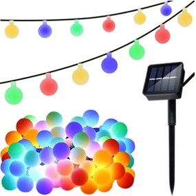 50 LED-es napelemes dekor gömb, kerti LED fényfüzér, színes, 7 m IP44