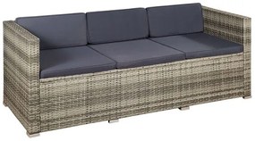 Juskys Kerti rattan szett Punta Cana L - szürke/antracit párnák