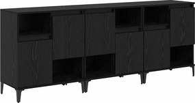 vidaXL Oldalszekrények 3 pcs Fekete tölgy 60 x 35 x 70 cm Faanyag
