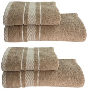 4 db Monaco barna fürdőlepedő szett 70x140cm és törölközők 50x90cm TiaHome
