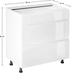 Alsószekrény, fehér/fehér extra magasfényű HG, AURORA D80S3