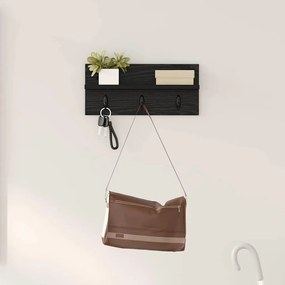 Fali Kabáthorog polcokkal Musta tammi 40 x 10.5 x 18 cm Faanyag