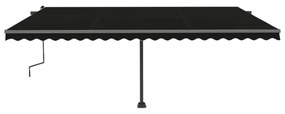 antracitszürke kézzel kihúzható póznás napellenző 500 x 300 cm